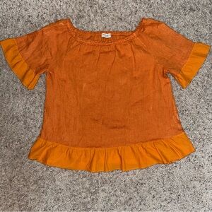TERZO MILLENNIO BLOUSE / ORANGE / 100% LINEN / MADE IN ITALY / SIZE LARGE